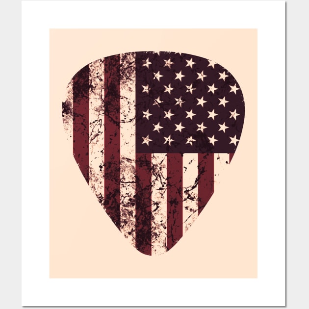 Vintage American Flag Guitar Pick Wall Art by Scar